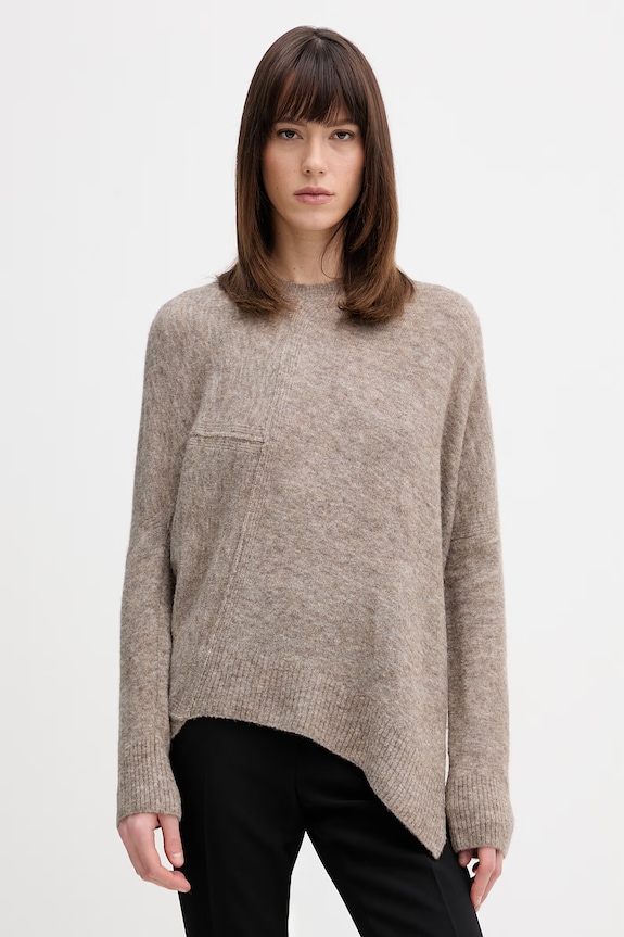 Sveter s prímesou vlny AllSaints okrúhly béžová W096KD