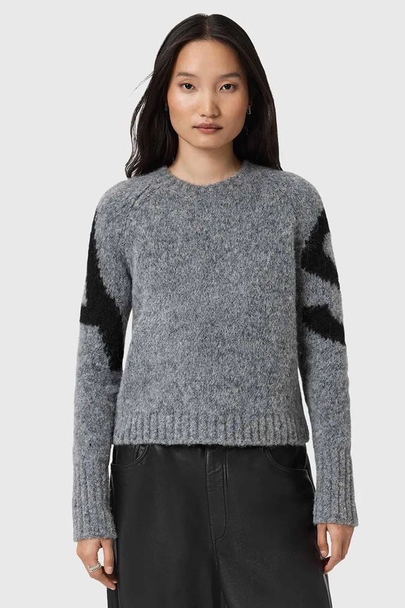 Sveter s prímesou alpaky AllSaints okrúhly čierna W088KD