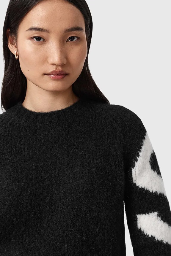 Sveter s prímesou alpaky AllSaints W088KD čierna