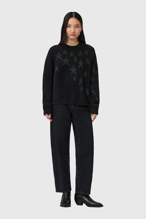 Pulover z dodatkom volne AllSaints črna W089KD