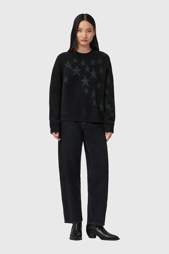 Pulover z dodatkom volne AllSaints črna W089KD