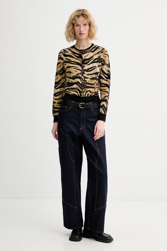 Kenzo kardigan z dodatkiem wełny FG52CA7363DO żółty SS26