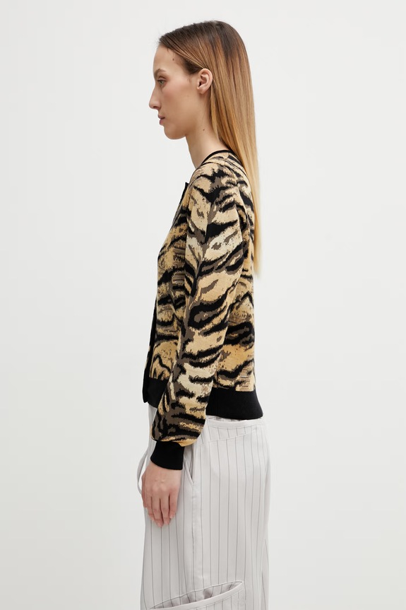 Kenzo kardigan z dodatkiem wełny FG52CA7363DO żółty SS26