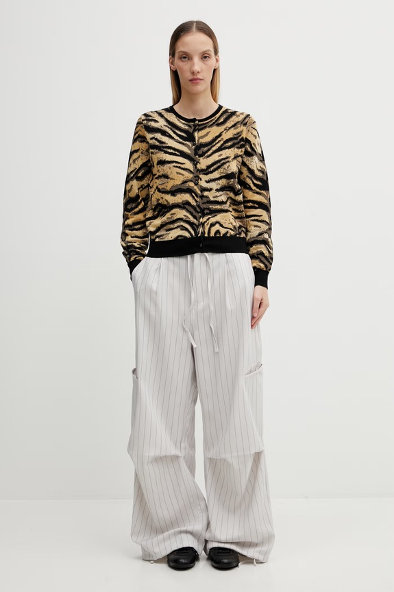 Kenzo kardigan z dodatkiem wełny FG52CA7363DO żółty