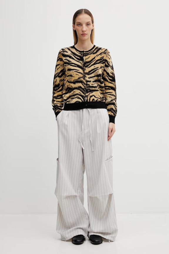 Kenzo kardigan z dodatkiem wełny FG52CA7363DO żółty
