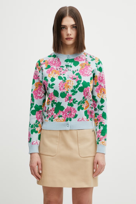 Kenzo cardigan con lana medio spessore blu FG52CA7423DY