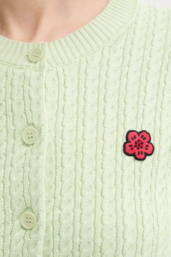 Kenzo kardigan z dodatkiem wełny FG52CA7273LK zielony