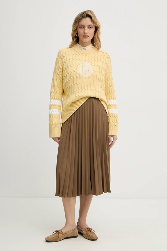 Tommy Hilfiger sweter bawełniany WW0WW47633 żółty SS26