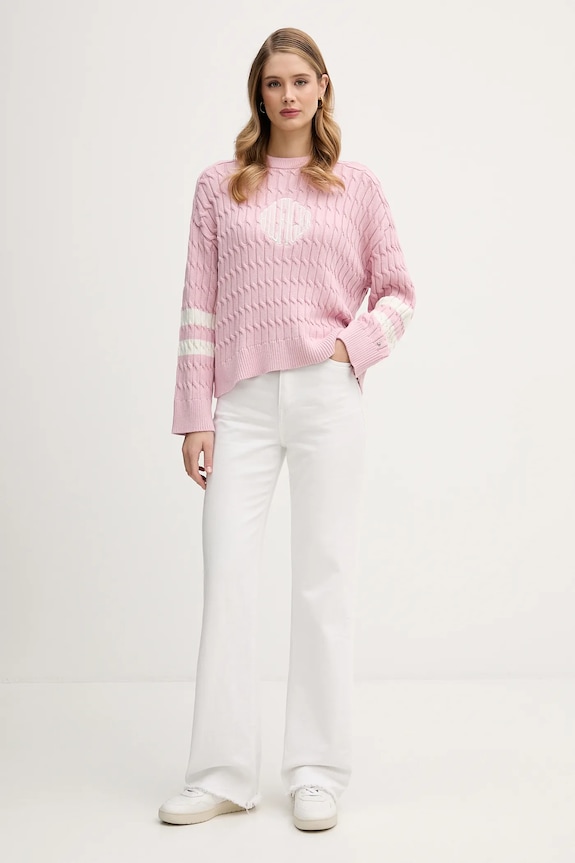 Tommy Hilfiger pamut pulóver WW0WW47633 rózsaszín SS26