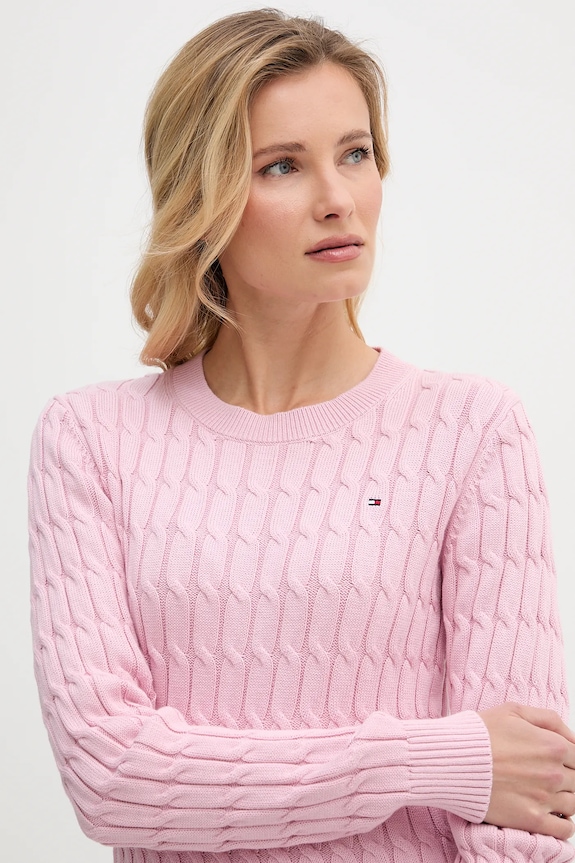Bavlněný svetr Tommy Hilfiger růžová WW0WW47644