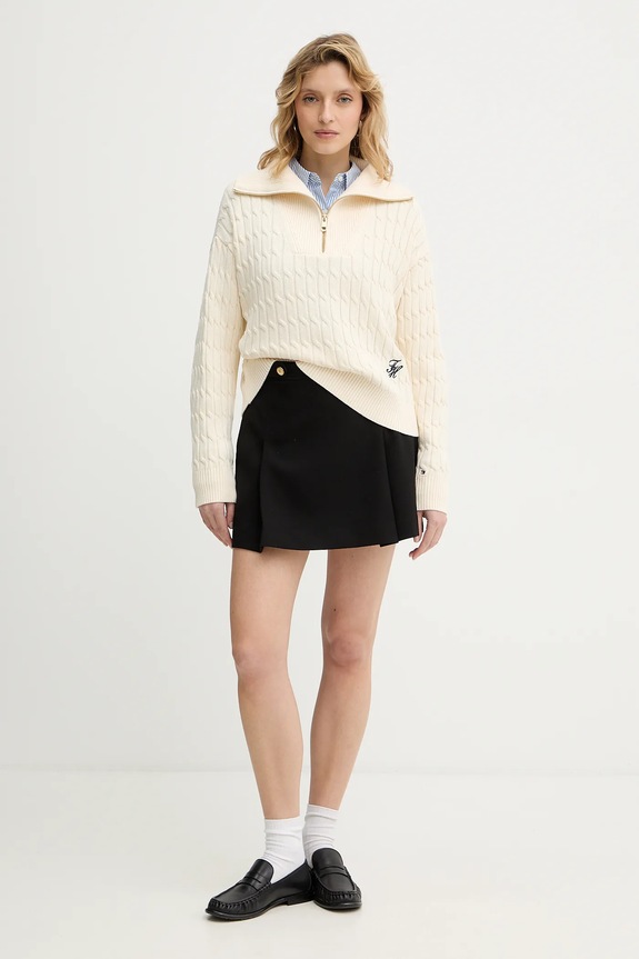 Tommy Hilfiger sweter bawełniany WW0WW47643 beżowy SS26