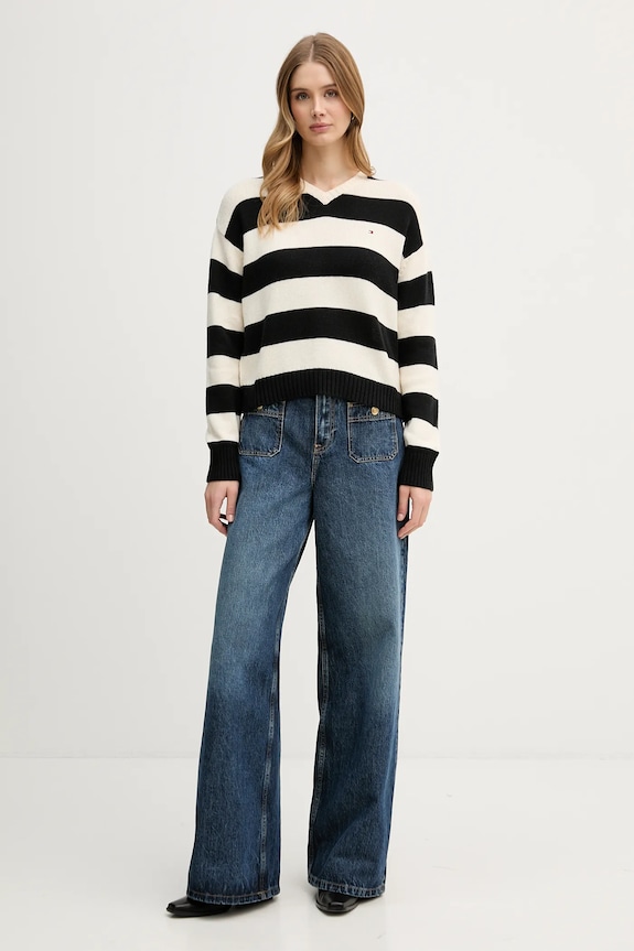 Tommy Hilfiger sweter z dodatkiem kaszmiru WW0WW47655 czarny SS26