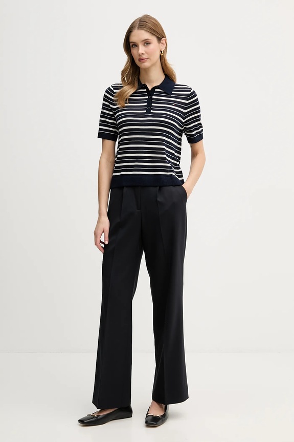 Tommy Hilfiger sweter z dodatkiem wełny WW0WW48450 granatowy SS26