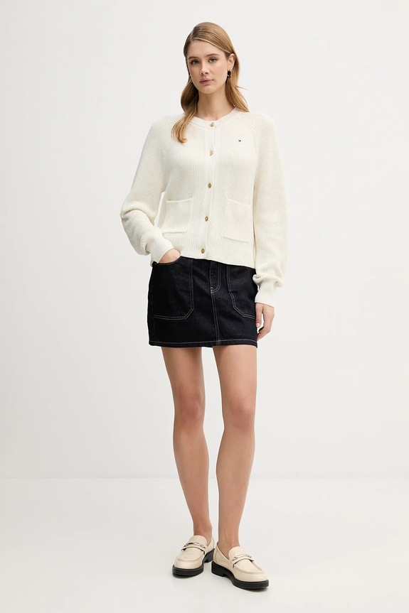 Tommy Hilfiger cardigan din bumbac WW0WW48795 bej SS26