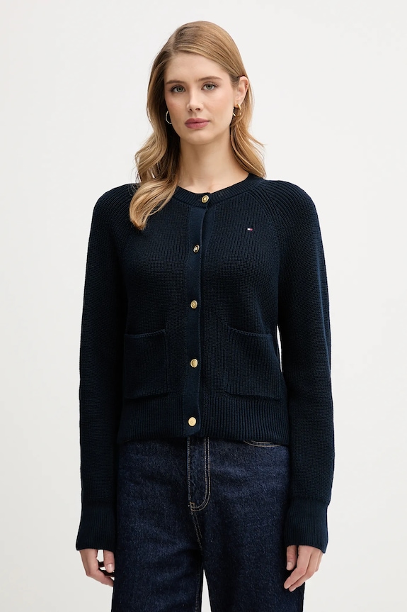 Bavlnený kardigán Tommy Hilfiger bavlna tmavomodrá WW0WW48795