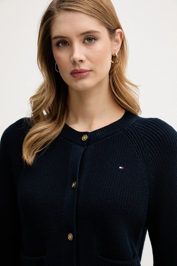 Tommy Hilfiger cardigan din bumbac bleumarin WW0WW48795