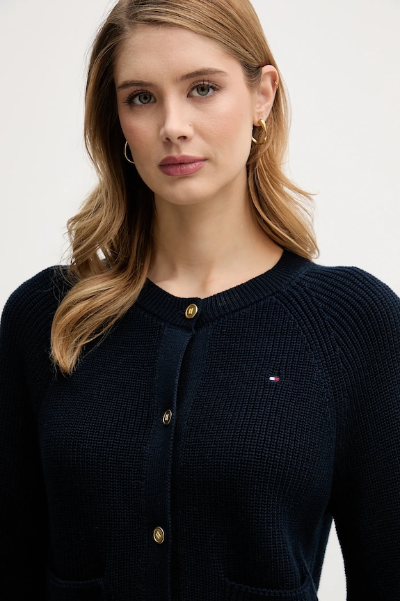 Bavlnený kardigán Tommy Hilfiger tmavomodrá WW0WW48795