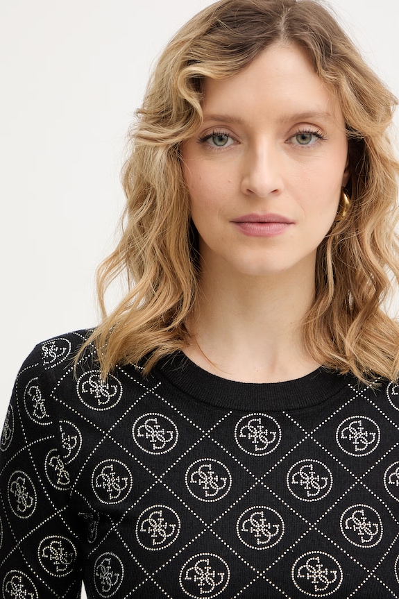 Guess sweter z domieszką wełny 4G czarny W6RR66.Z3JD2