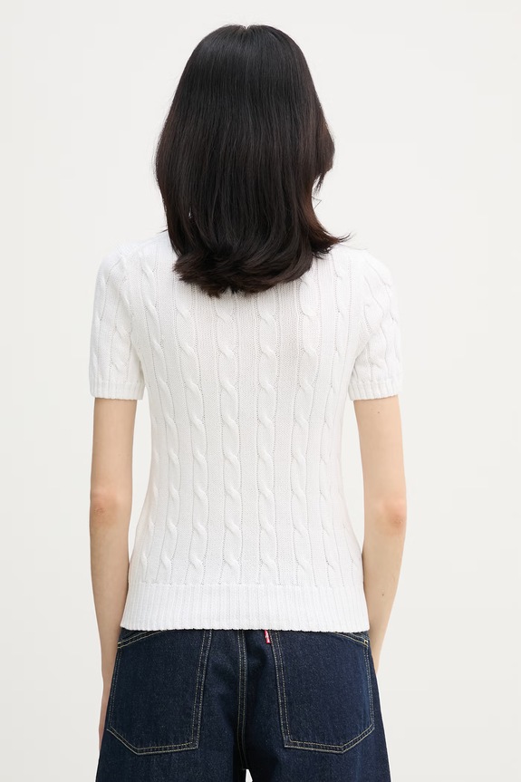 Ρούχα Polo Ralph Lauren Πουλόβερ γυναικείο βαμβακερό 211971873 λευκό