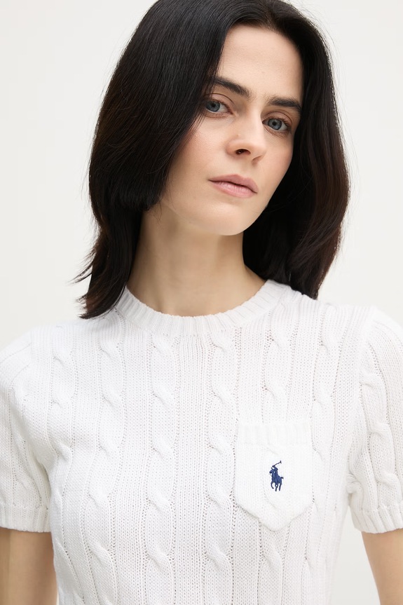 Polo Ralph Lauren Πουλόβερ γυναικείο βαμβακερό λευκό 211971873