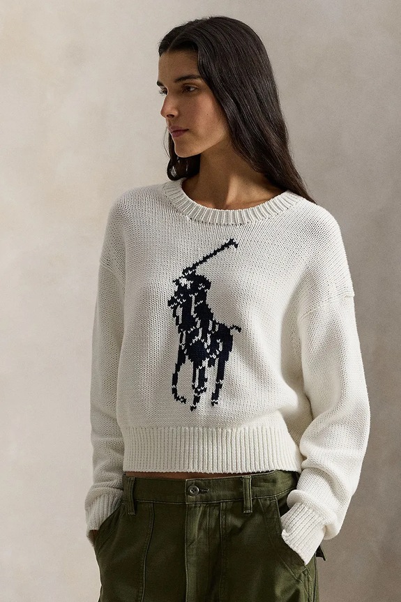 Bavlněný svetr Polo Ralph Lauren polorolák bílá 211A96234