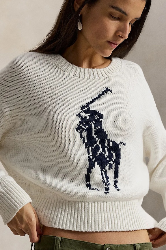 Bavlněný svetr Polo Ralph Lauren bílá 211A96234