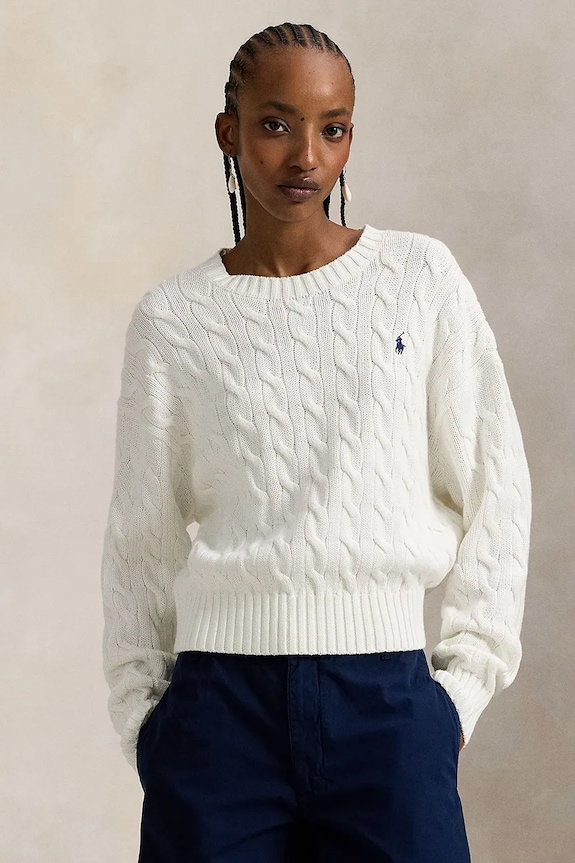Bavlnený sveter Polo Ralph Lauren bavlna biela 211A96245