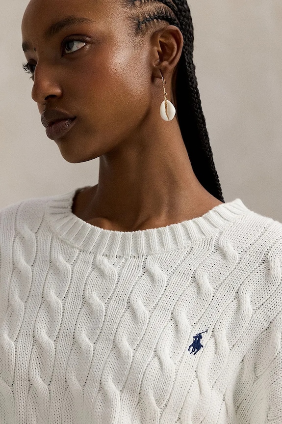 Bavlnený sveter Polo Ralph Lauren biela 211A96245