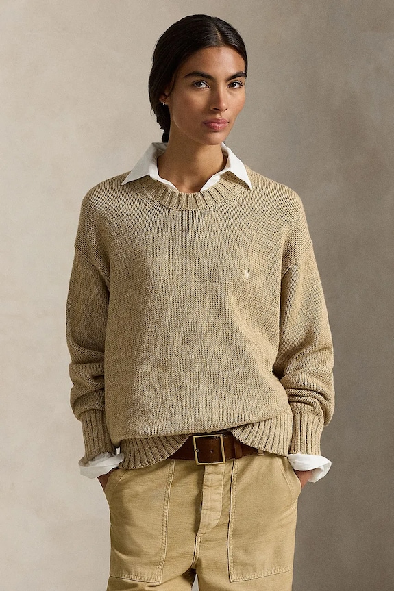 Polo Ralph Lauren pulover de bumbac subtiri maro 211A96252