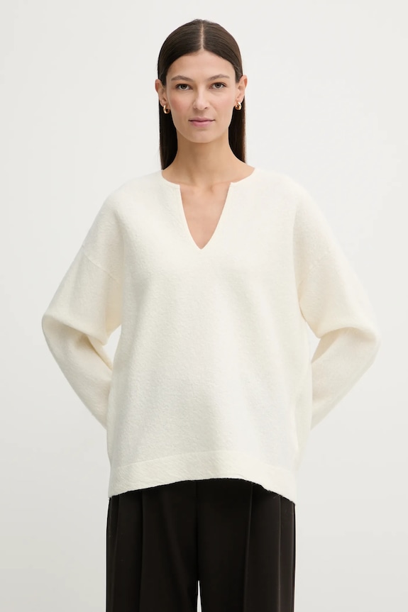 Calvin Klein gyapjú pulóver gyapjú bézs LV044E311G