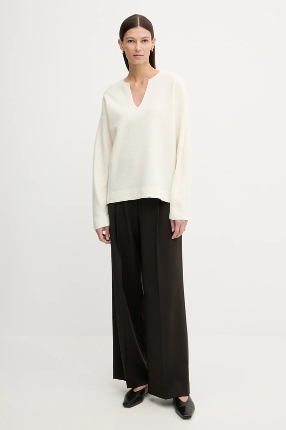 Calvin Klein gyapjú pulóver LV044E311G bézs SS26