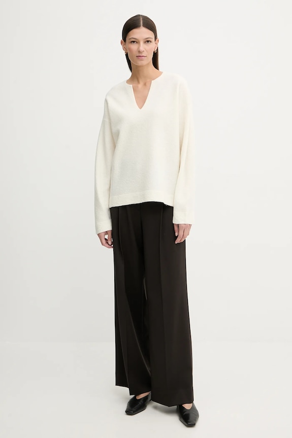 Calvin Klein gyapjú pulóver LV044E311G bézs SS26