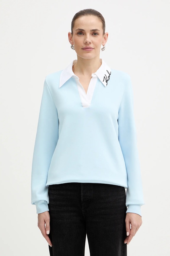 Μπλούζα Karl Lagerfeld χωρίς κουκούλα μπλε B1W20020
