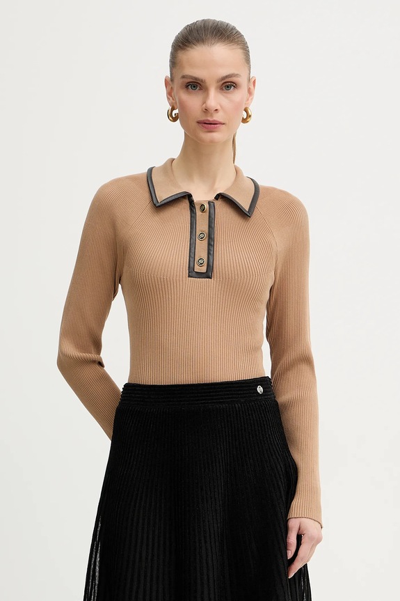 Karl Lagerfeld maglione colletto abbottonato beige B1W18009
