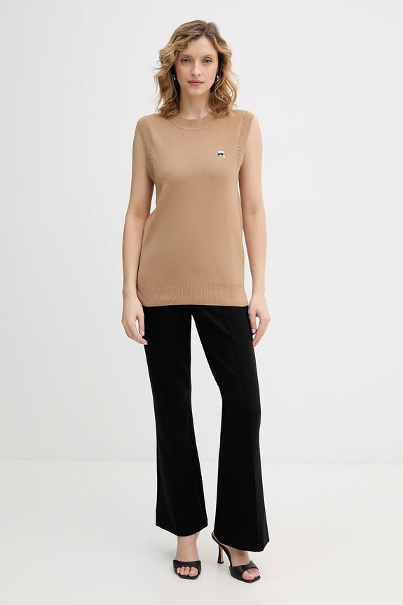 Βαμβακερό γιλέκο Karl Lagerfeld IKON B1W18016 μπεζ SS26