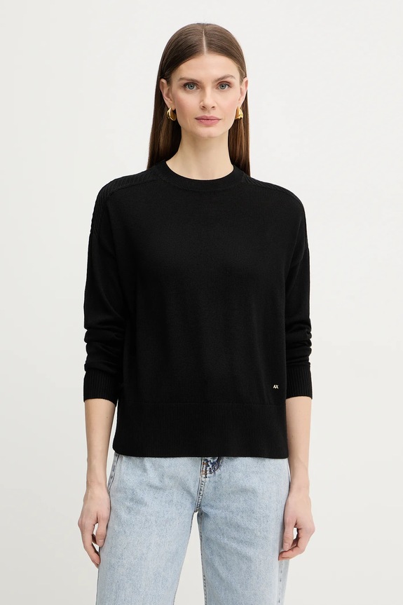 Sveter s prímesou vlny Armani Exchange okrúhly čierna XW001880.AF11956