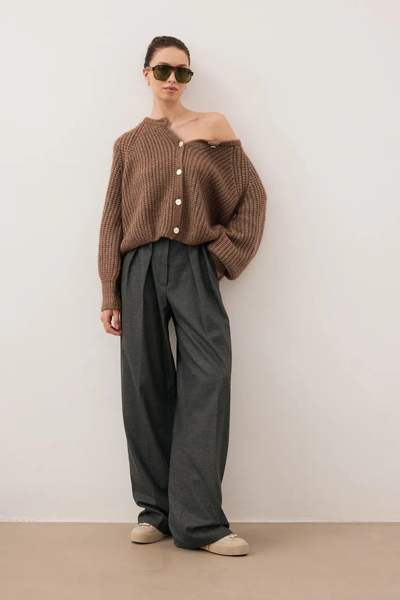 Bizuu cardigan din amestec de lână ORNAMY ORNAMY.BRAZOWY maro SS26