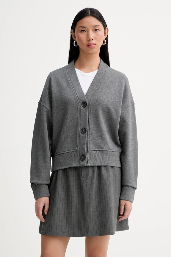 Marc O'Polo cardigan in cotone scollo a V grigio 600407357025