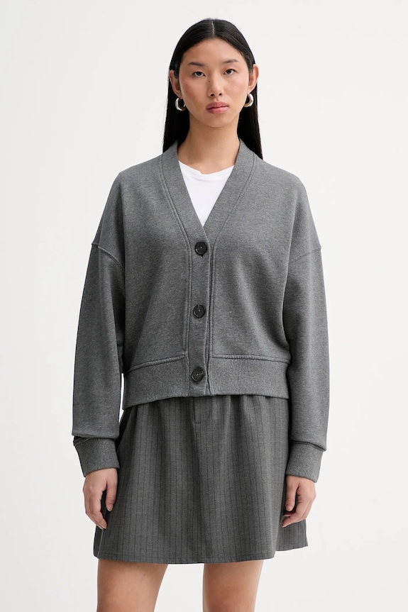 Marc O'Polo cardigan in cotone scollo a V grigio 600407357025