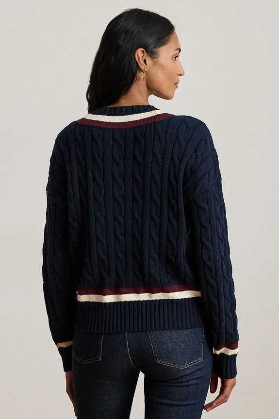 Lauren Ralph Lauren sweter bawełniany 200P03474 granatowy SS26