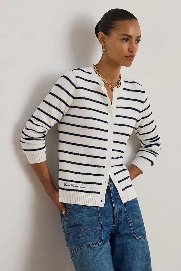 Lauren Ralph Lauren cardigan din bumbac cu modele bleumarin 200P03495