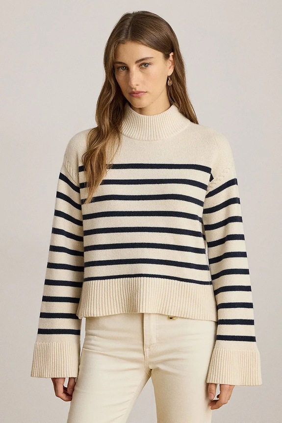Lauren Ralph Lauren pulover din amestec de lână grosime medie bej 200P03452