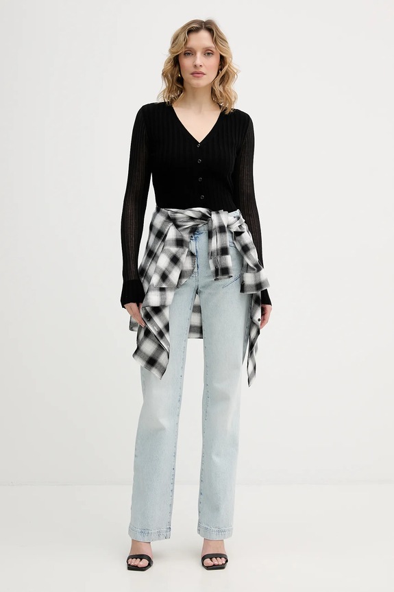 Ζακέτα με προσθήκη μαλλιού Pinko 106321.A34B μαύρο SS26