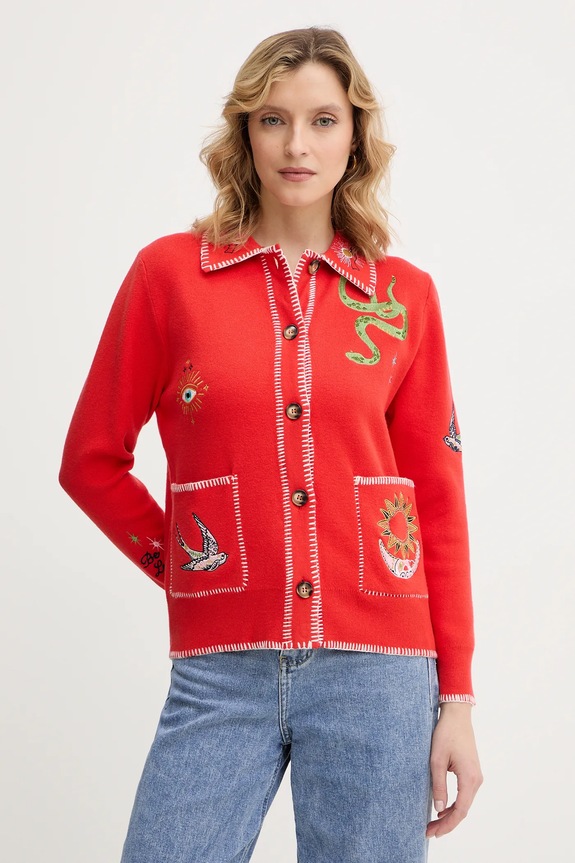 Never Fully Dressed cardigan Mystcial imprimeu rosu NFDKN752