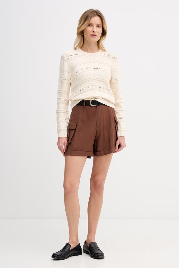 Hoss Intropia sweter damski bawełniany 6383671 beżowy SS26
