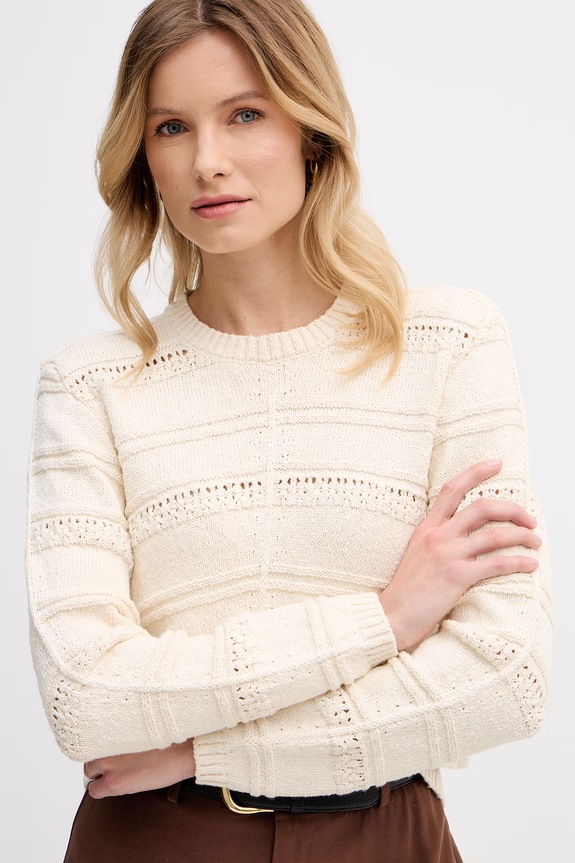 Hoss Intropia sweter damski bawełniany beżowy 6383671