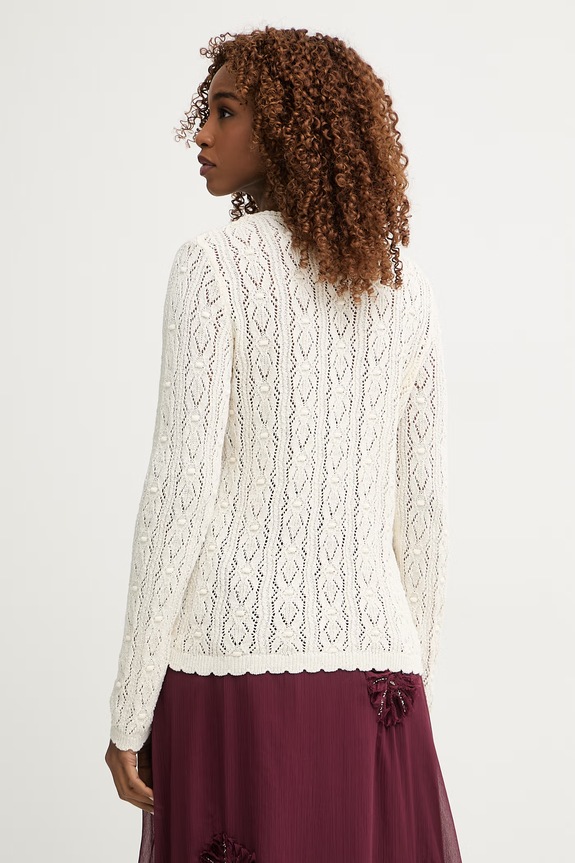 Îmbrăcăminte Pedro del Hierro cardigan pentru femei ajurat 3513302 bej