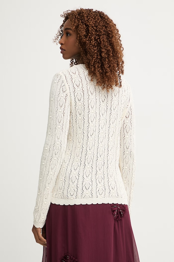 Îmbrăcăminte Pedro del Hierro cardigan pentru femei ajurat 3513302 bej