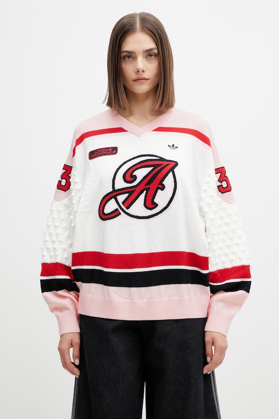 adidas Originals пуловер с добавена вълна дамски шпиц бежов KS6458