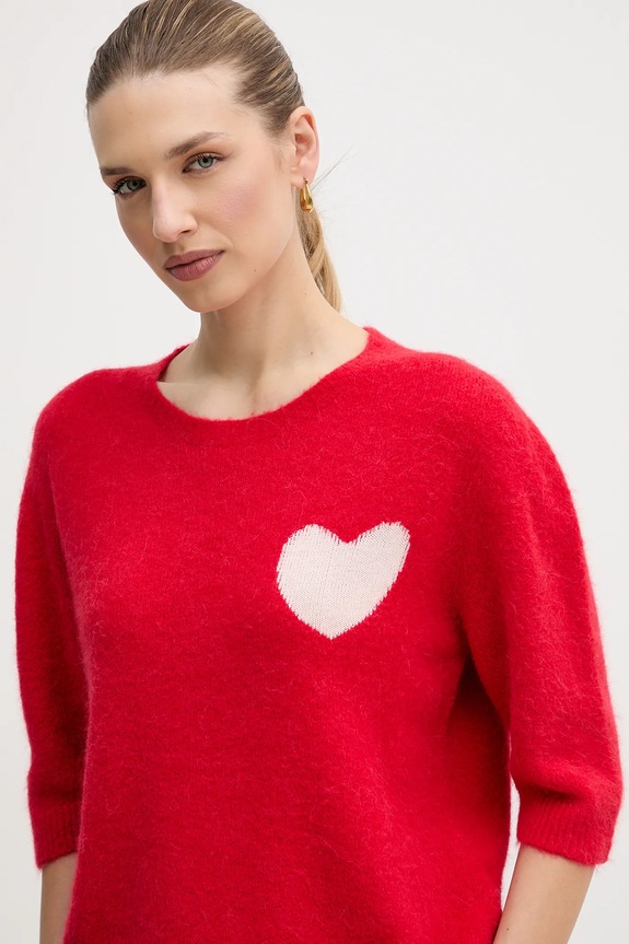 OUI pulover din amestec de lână de alpaca rosu 95988